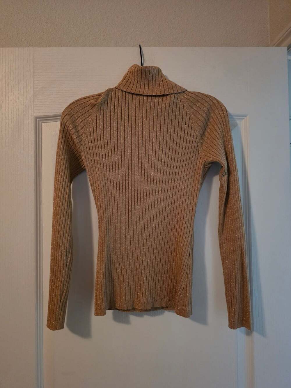Inc International Concepts Ribbed Turtleneck Sweater Size Large Gold Metallic